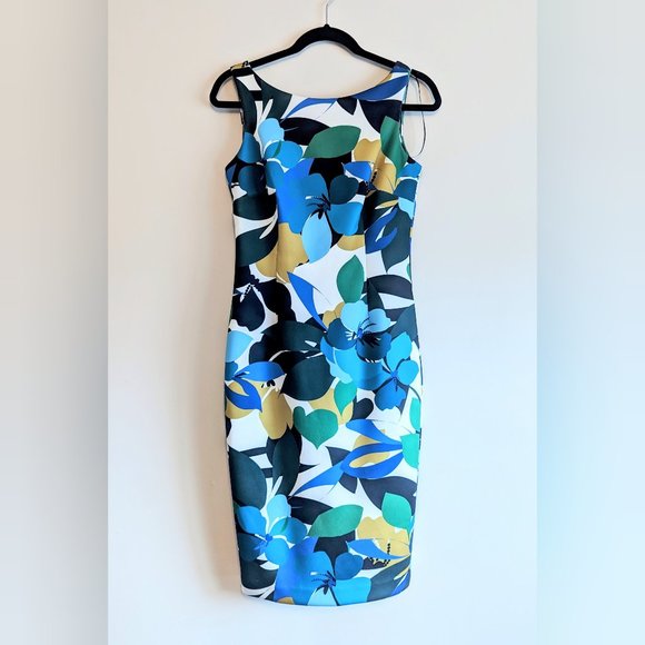 Calvin Klein Floral Sleeveless Pencil Sheath Dress - Picture 1 of 3